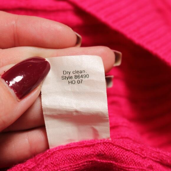 J Crew Cashmere Blend Cable Knit Sweater Pink V Neck Wool Soft Preppy Size M - Picture 8 of 9